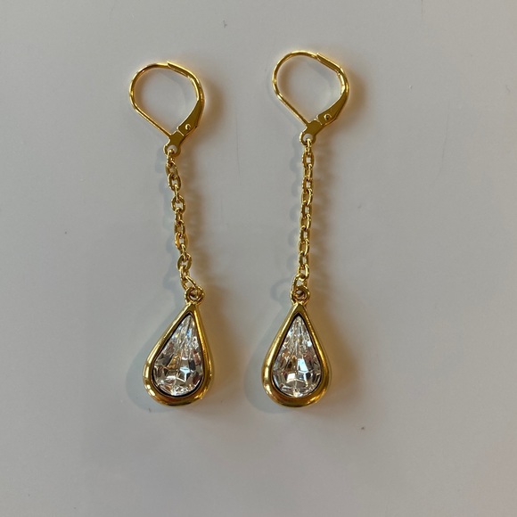 Kenneth Jay Lane drop gold earrings - Picture 1 of 2